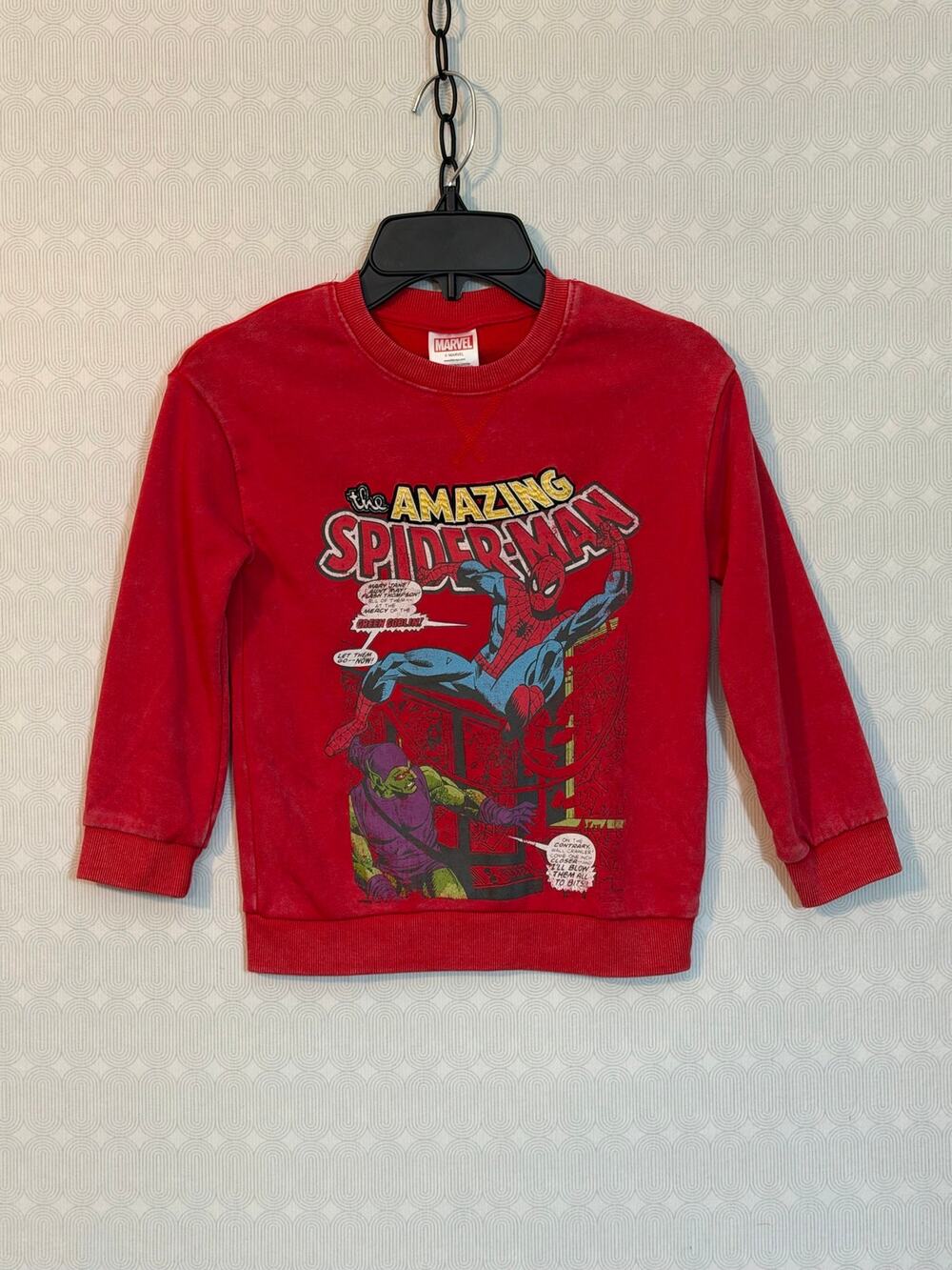 Marvel Amazing Spider-Man Boys XS 4/5 Vintage Wash Red Sweatshirt